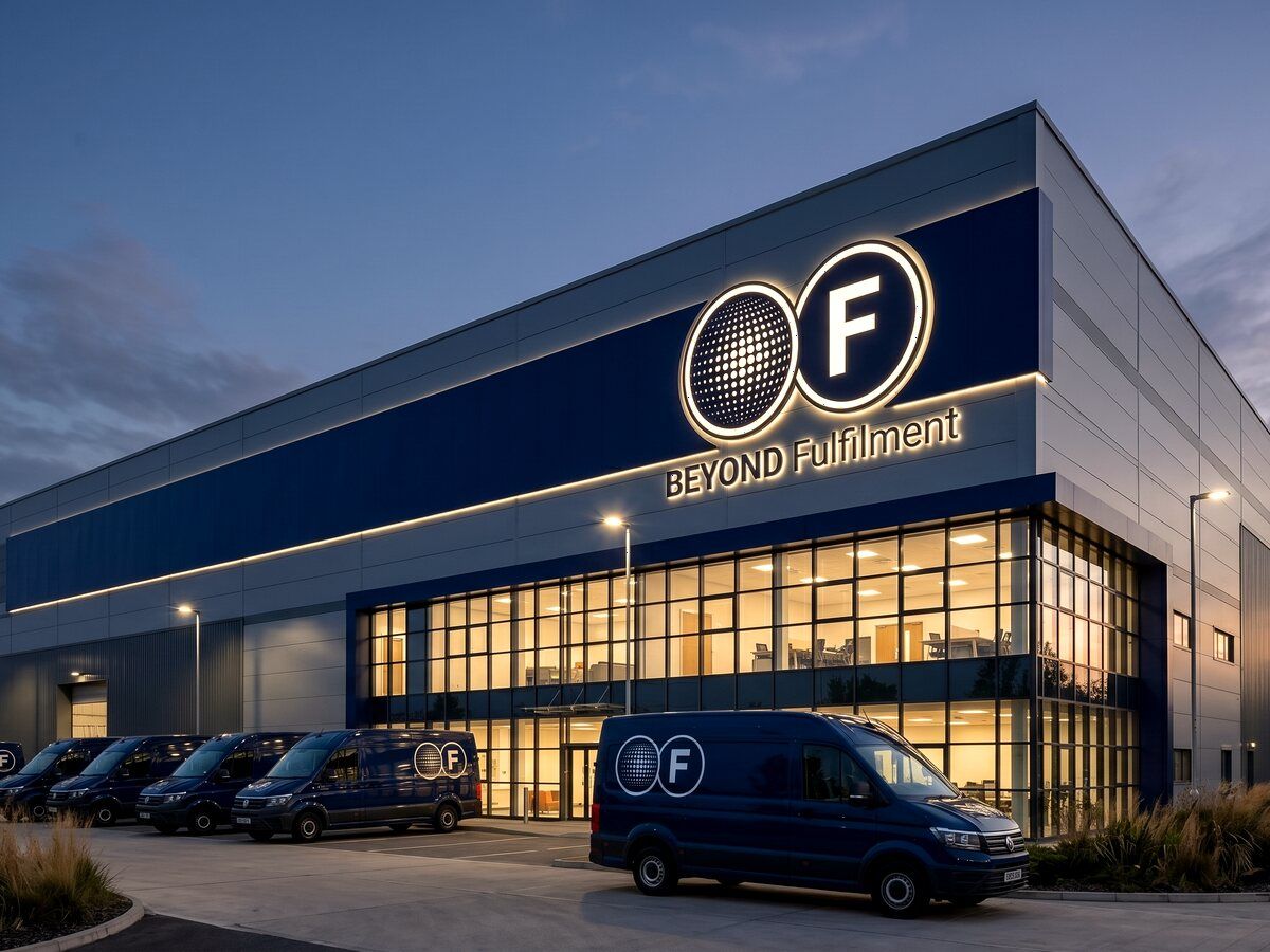 Concept image of a distribution centre at dusk